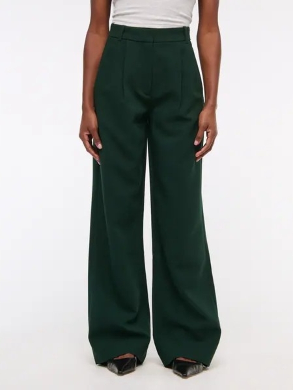 Abercrombie & Fitch Forest Green Wide-Leg Sloane Tailored Pants Size 4 Short